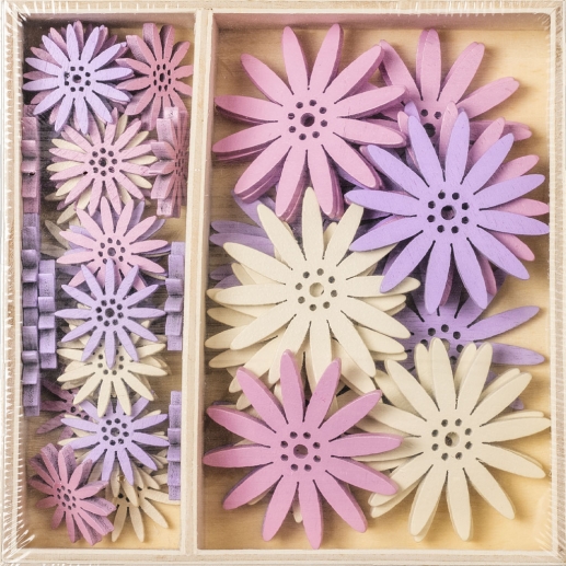 Trädekorationer 54 st - Dekorativa Blommor - Rosa, Lila, Beige