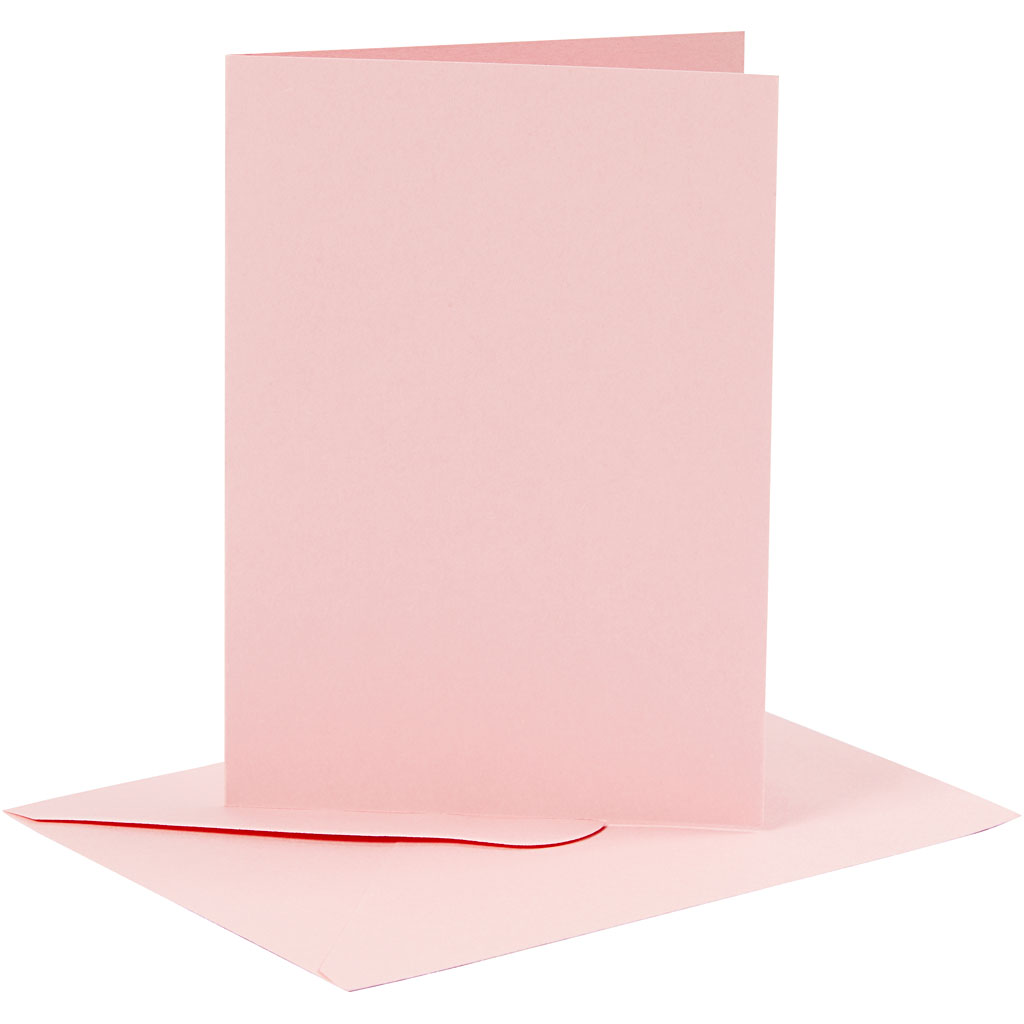 Kort och kuvert - A6 - Rosa - 6 set