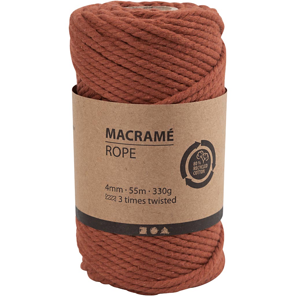 Makramégarn 4 mm - Bränd Orange - 55 m - 330 g
