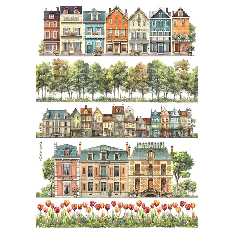 Decoupage Papper Stamperia - Houses