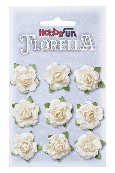 Pappersrosor Florella - Creme - 30 mm - 9 st