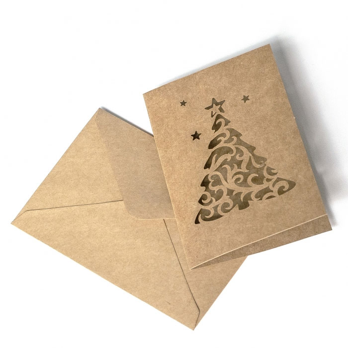 Kort och Kuvert Mini - 70x100 mm - Dark Nature Christmas Tree - 5 st