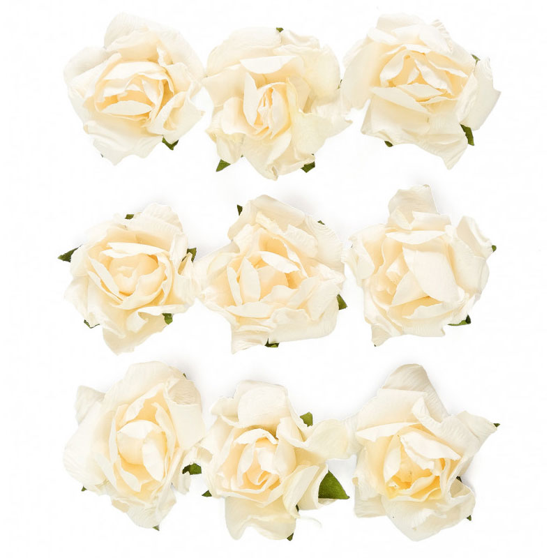 Pappersrosor För Pyssel - 9 st - 40 mm - Creme