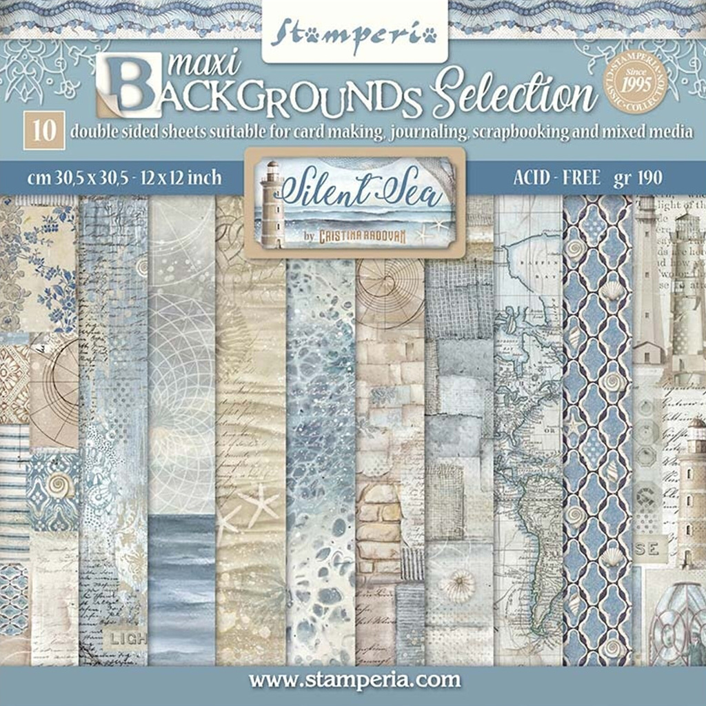 Paper Pad Stamperia 12x12 Tum - Maxi Background Silent Sea