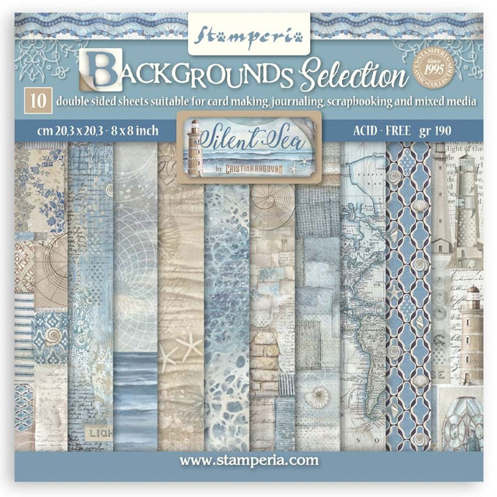 Paper Pad Stamperia 8x8 Tum - Background Silent Sea