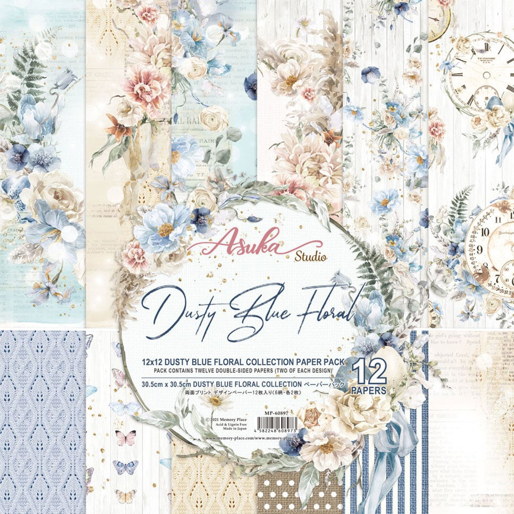 Paper Pad 12x12 - Memory Place - Dusty Blue Floral