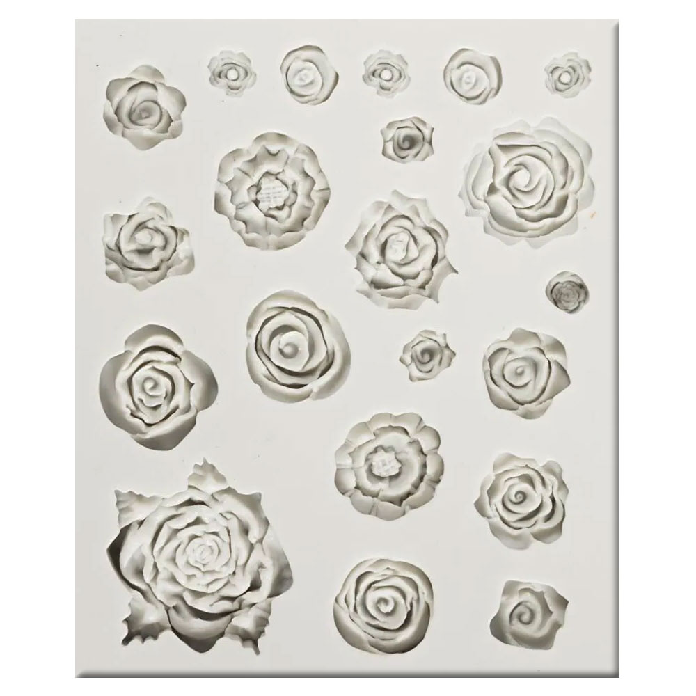Silikonform Rosor - 21 motiv - Mått: 7-40 mm