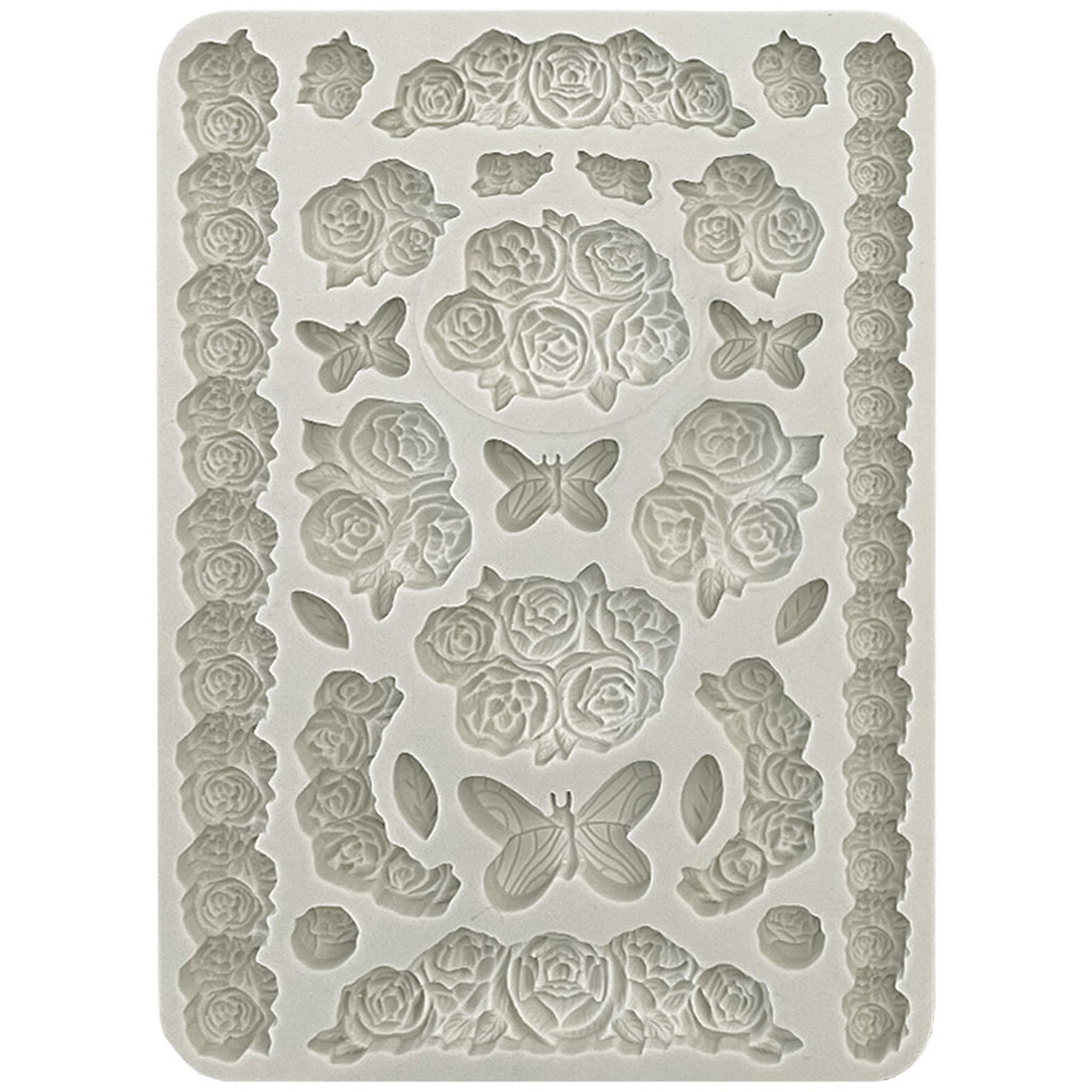 Silicon Mould A5 - Stamperia Roses and Butterfly
