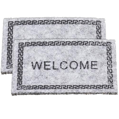 Miniatyr Dörrmatta 2 st - Welcome - Grå - 3,5 x 5,5 cm